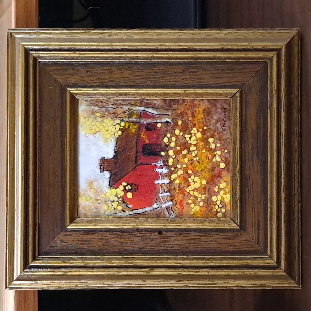 Vintage Framed Enamel Art by Esterida